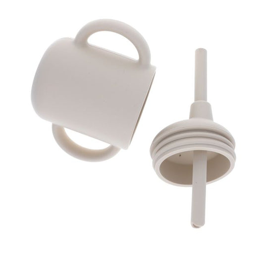 Gobelet avec paille et 2 anses en silicone beige