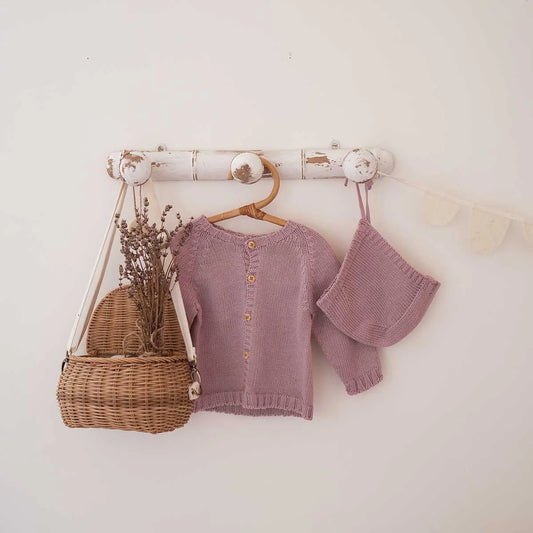Cardigan Gaby en tricot lilas