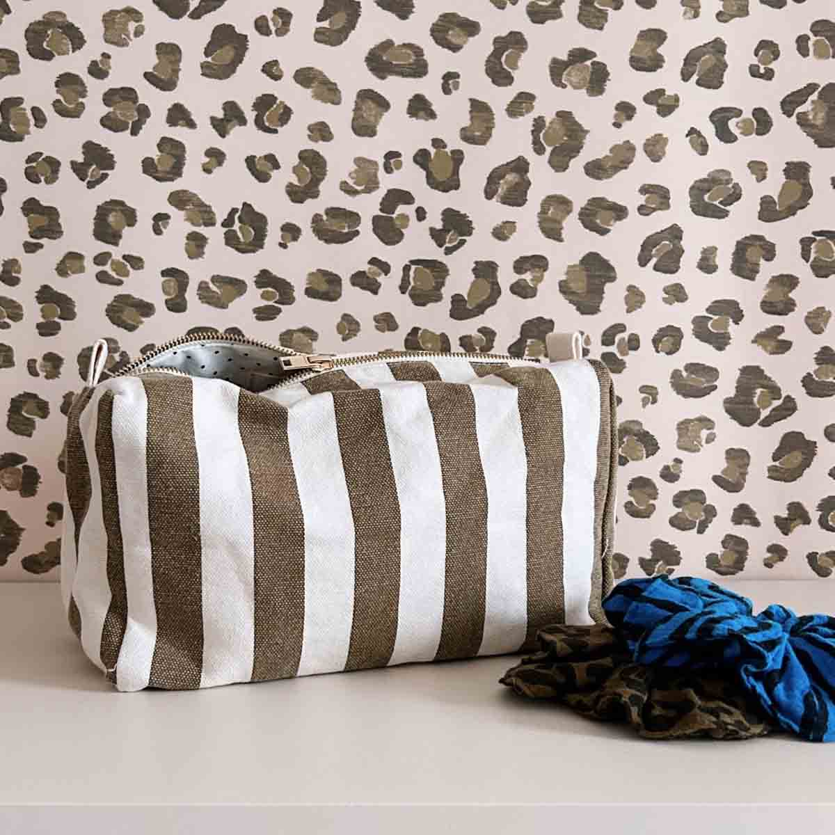 Trousse de toilette rayé olive/greige