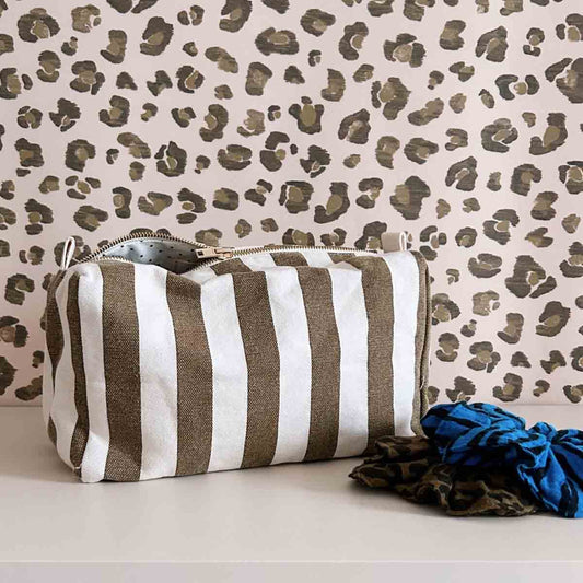 Trousse de toilette rayé olive/greige