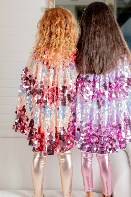 Déguisement Cape à sequins rose