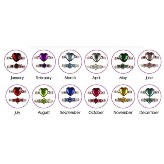 Bague réglable de la couleur du mois de naissance