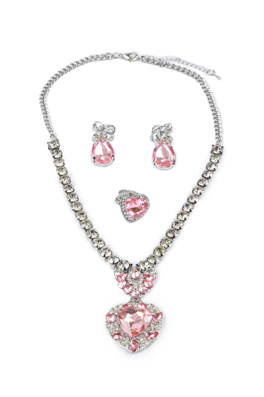 Set de 4 bijoux Marilyn rose/argent