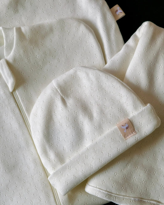 Gigoteuse emmailloteuse blanche en Pointelle 0/3 mois