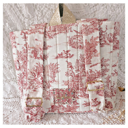 Cartable maternelle maison toile de Jouy