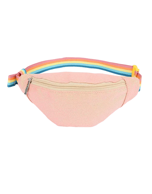 Sac banane fille à paillettes corail