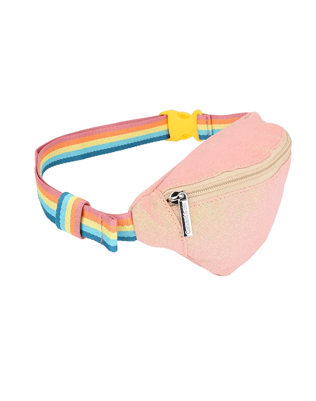 Sac banane fille à paillettes corail