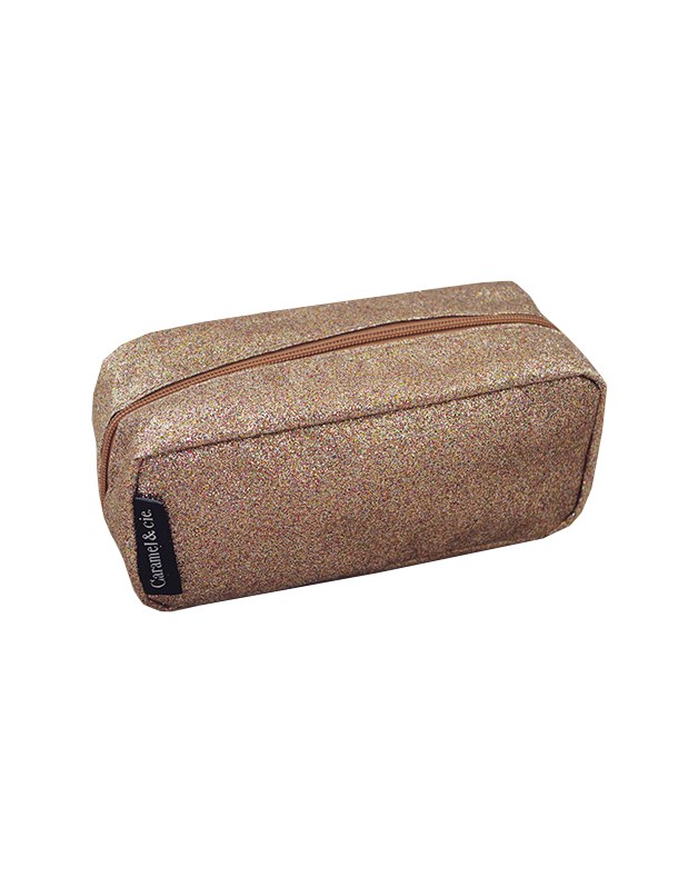 Trousse 3 compartiments à paillettes cuivre Caramel & Cie