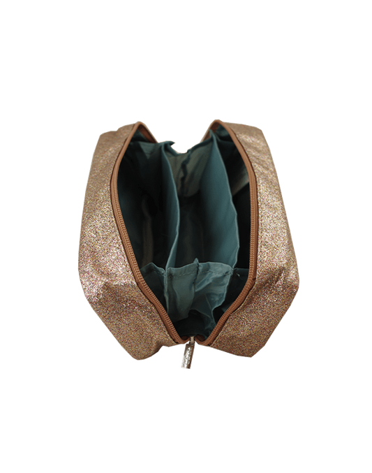 Trousse 3 compartiments à paillettes cuivre Caramel & Cie