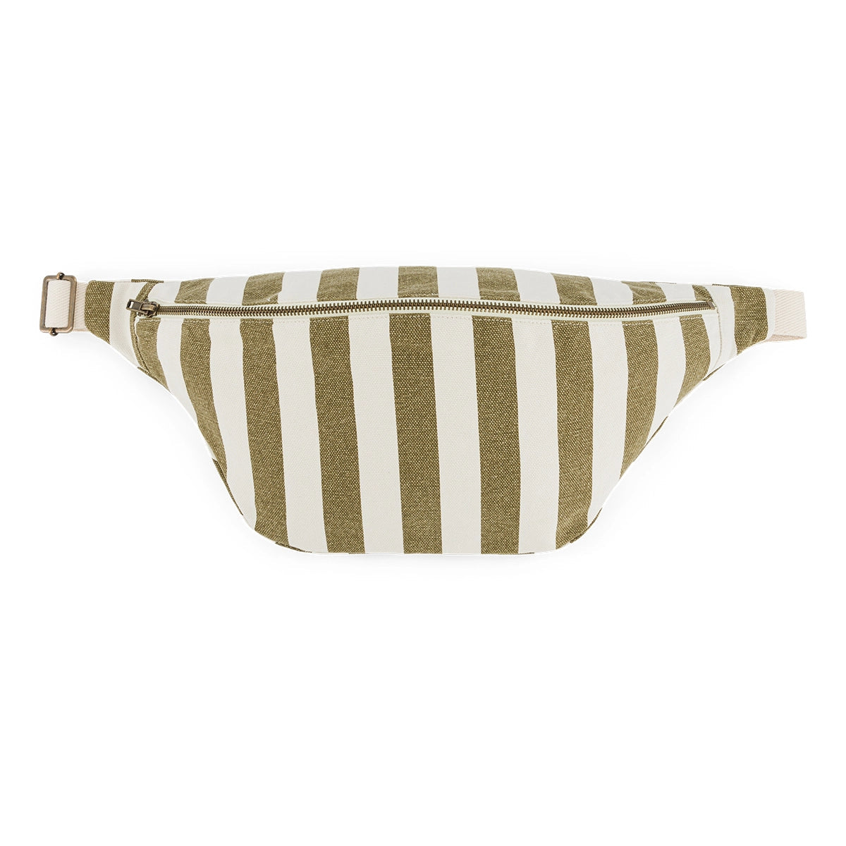 Sac banane rayures Olive/Greige