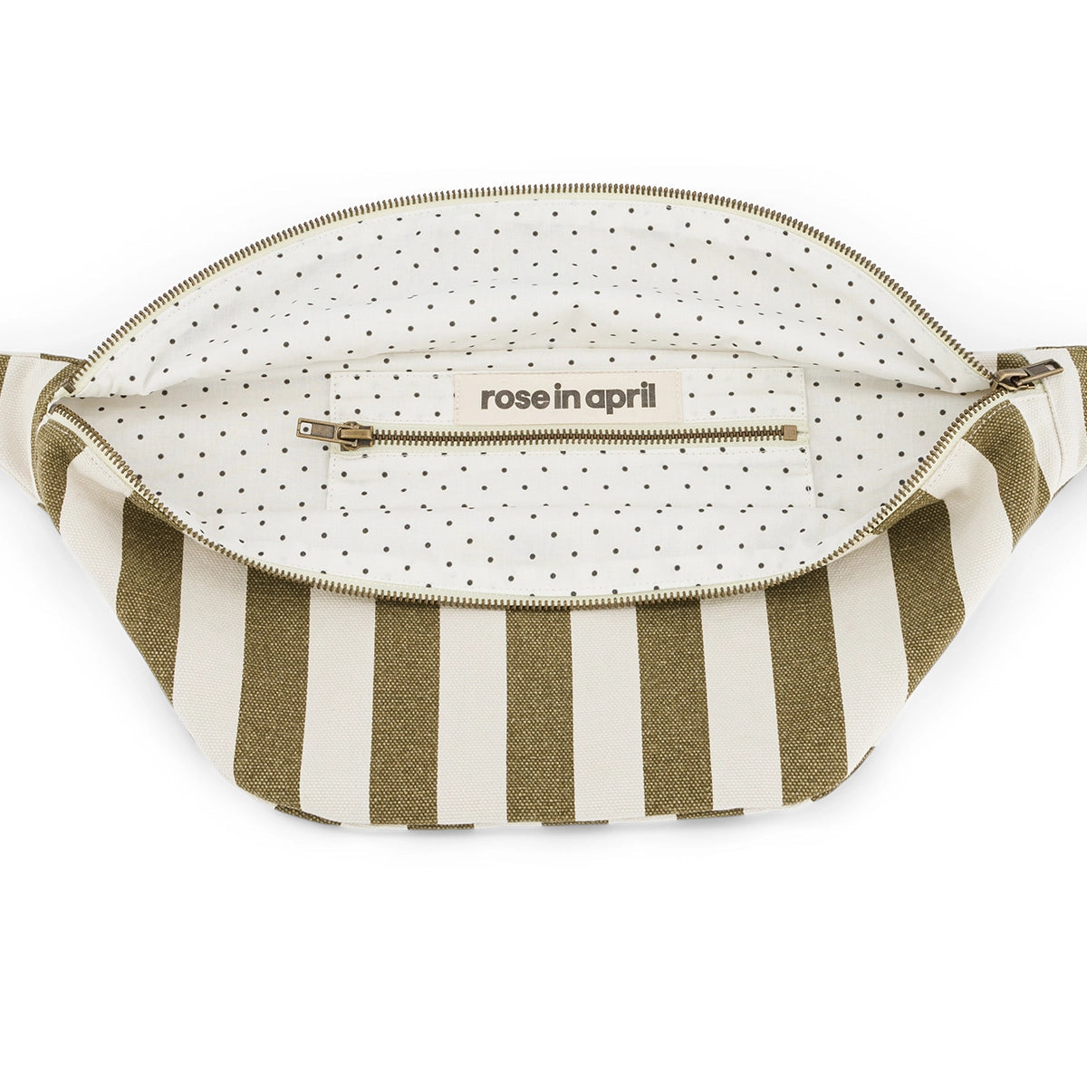 Sac banane rayures Olive/Greige