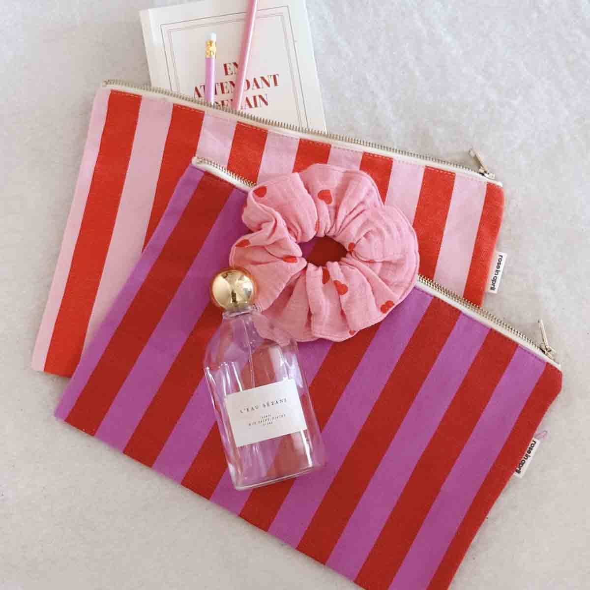 Chouchou rose/coeurs rouges