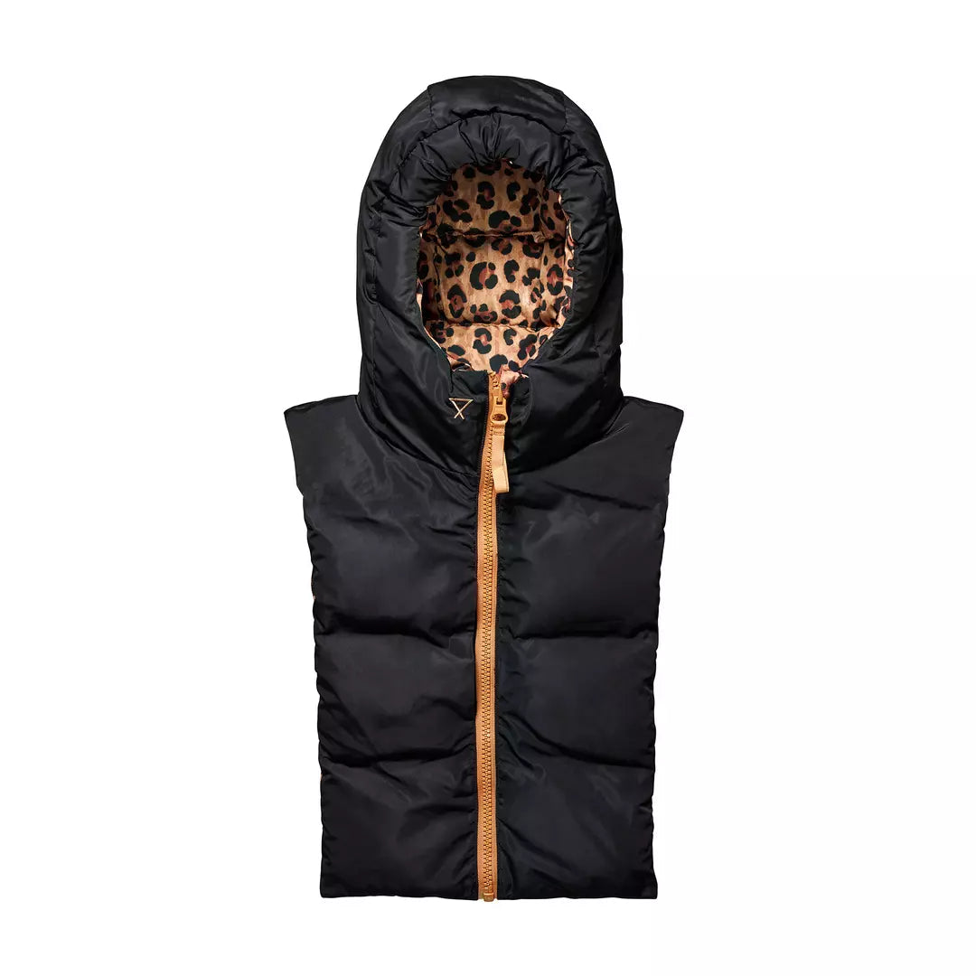 Capuche doudoune léopard/noire
