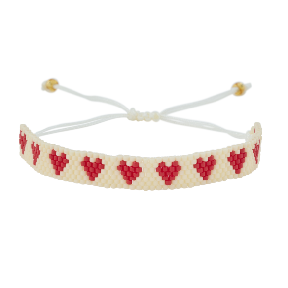 Bracelet réglable perles coeurs ♥️