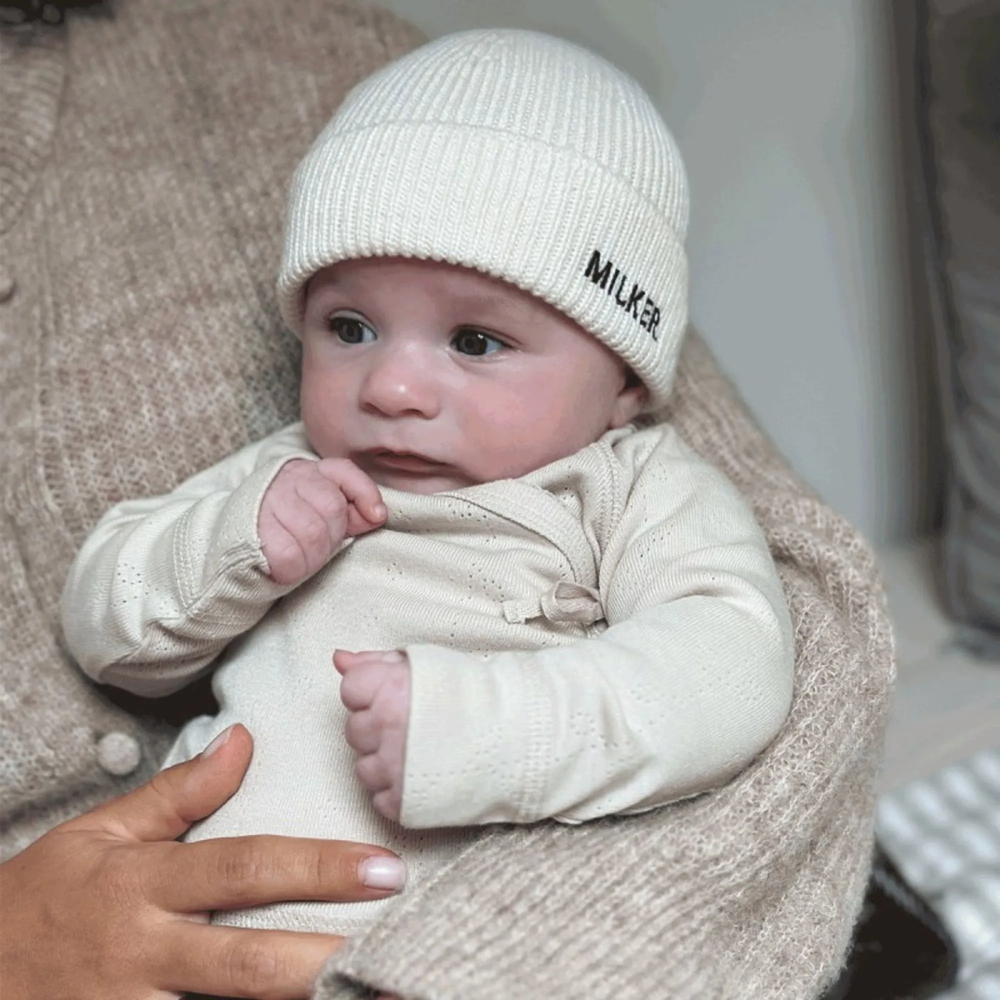 BONNET DE NAISSANCE MÉRINOS - MILK