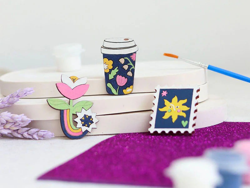 Kit DIY Mes broches en bois à peindre