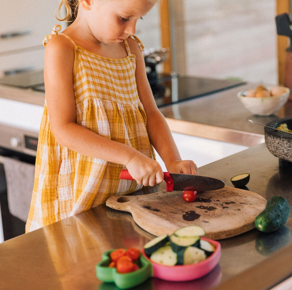 Set repas en bois d'hévéa Assiette et Cuillère Ramona le radis