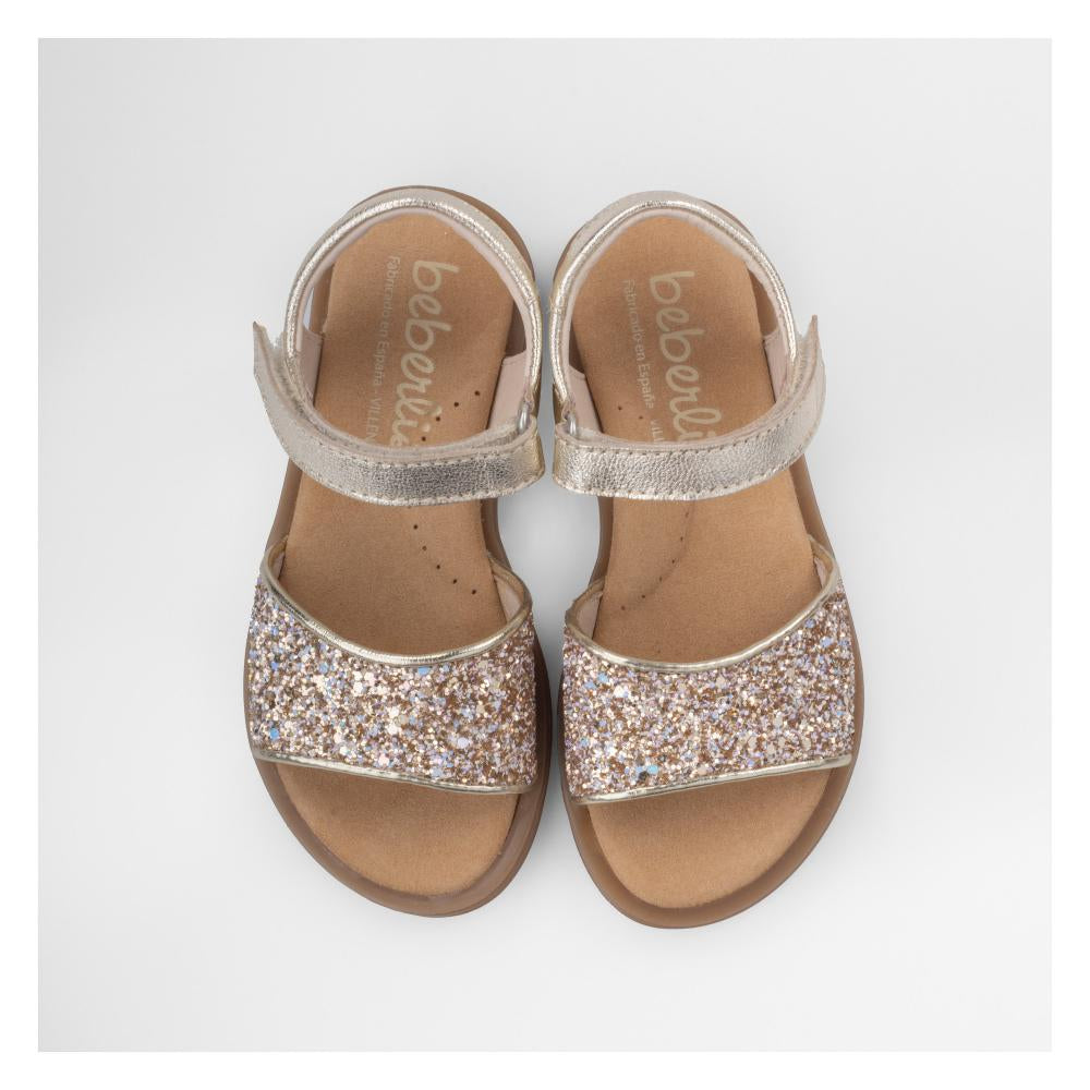 Beberlis : sandales Creed en cuir à paillettes