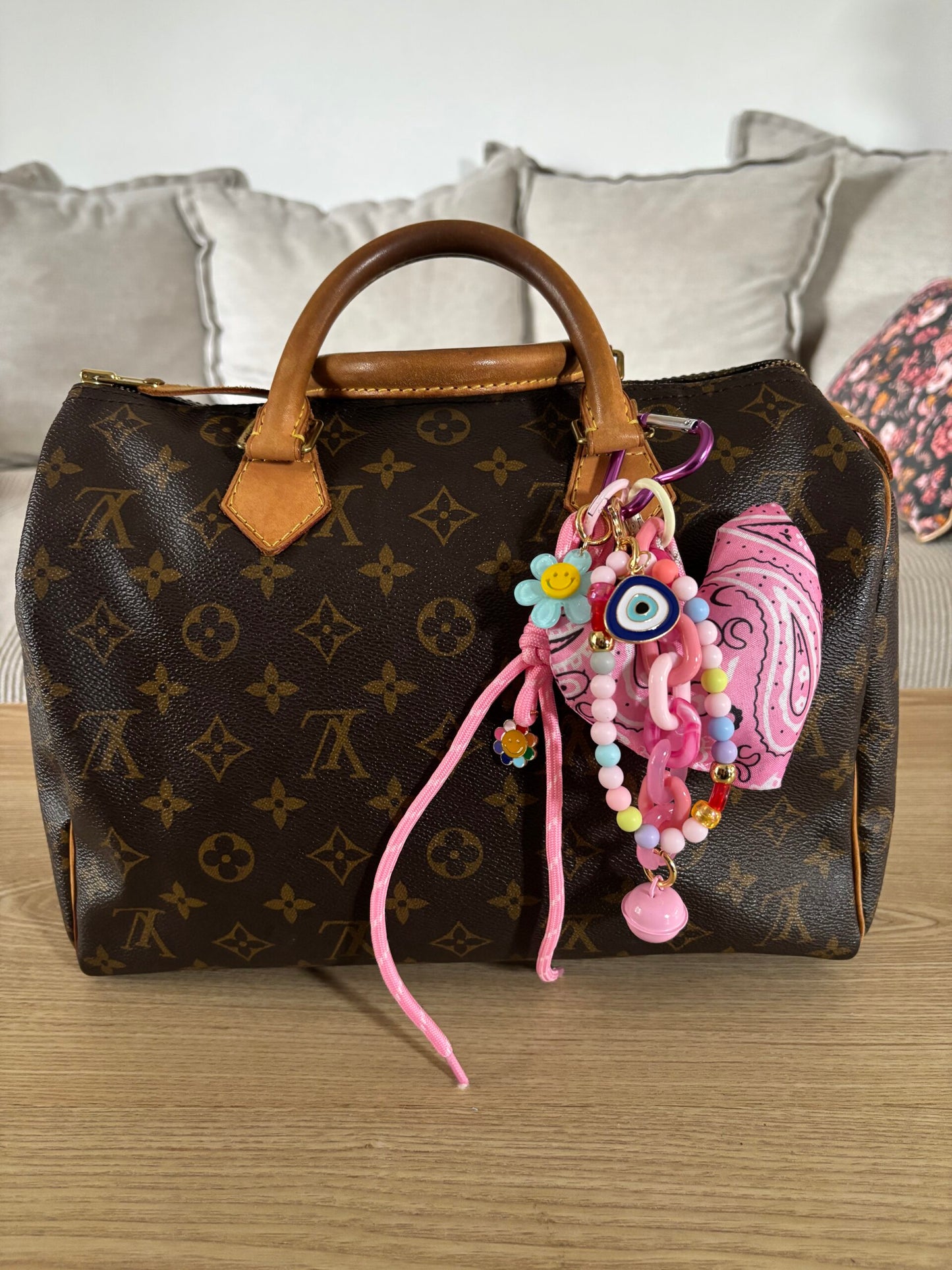 GRIGRI DE SAC - COEUR BANDANA ROSE