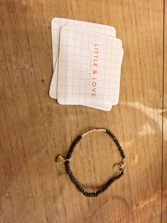 Bracelet Odette Kaki coeur doré