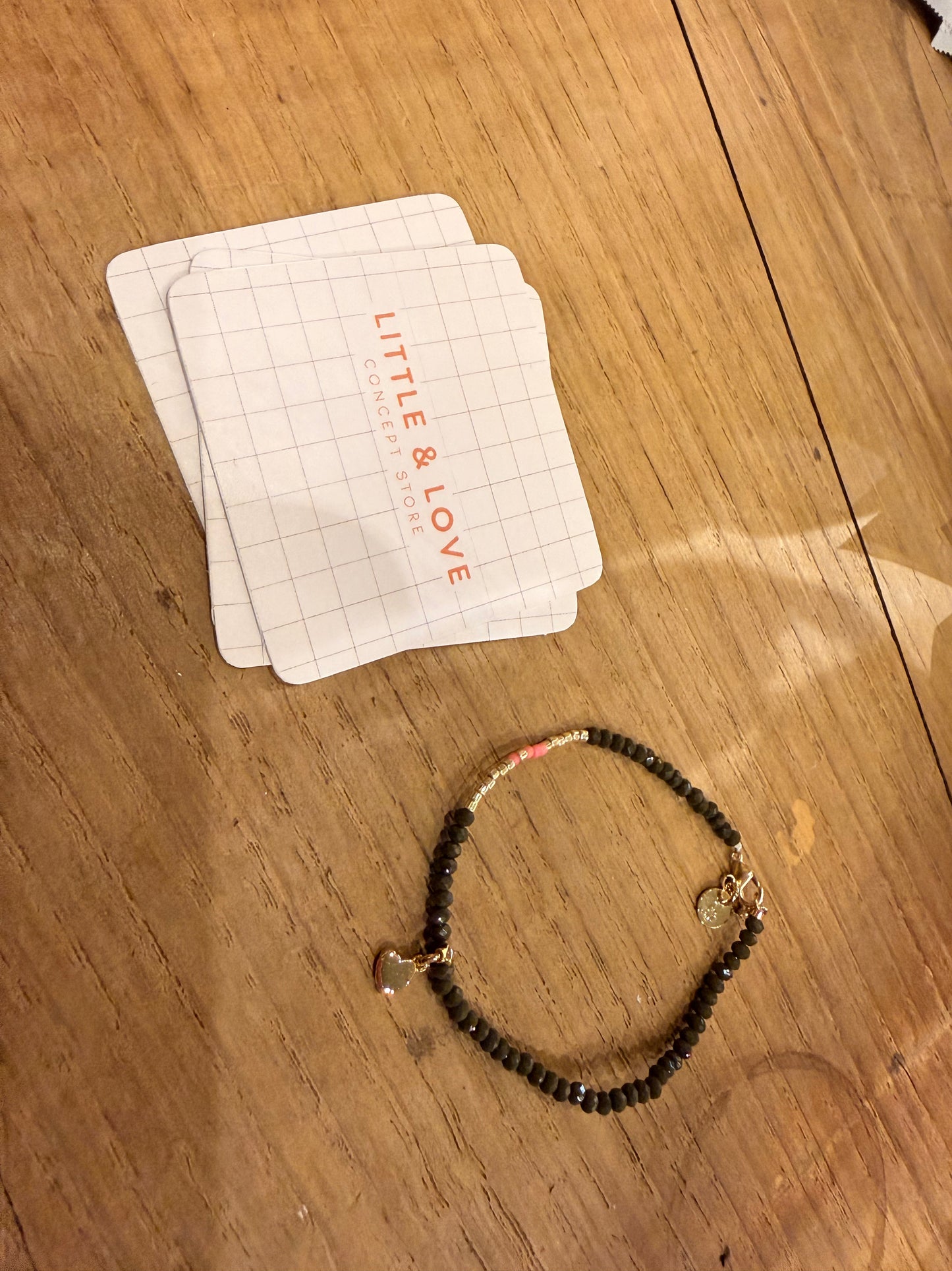Bracelet Odette Kaki coeur doré
