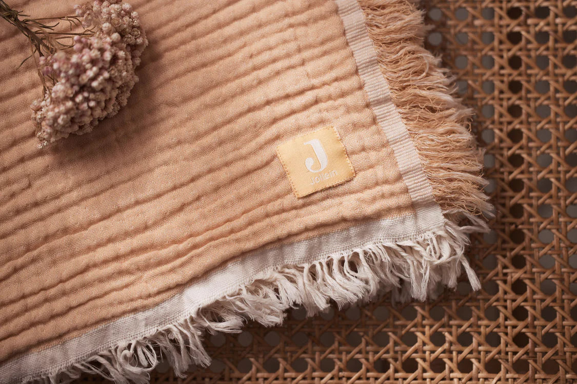 Couverture Berceau 75x100 cm Fringe - Rose pâle