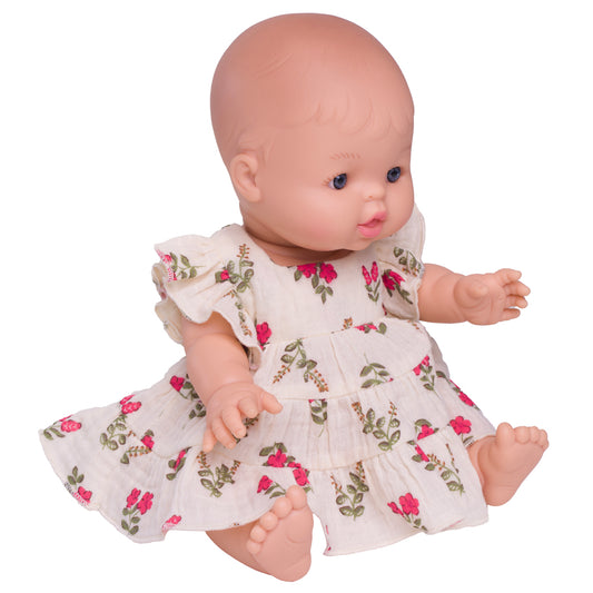 Robe pour poupée en gaze de coton liberty