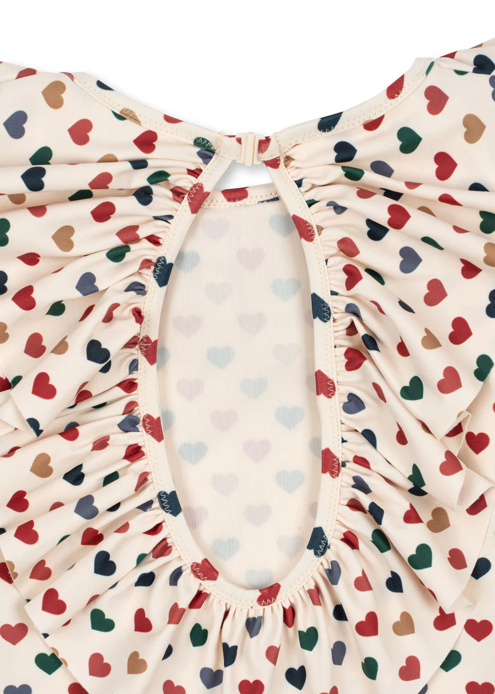 Maillot de bain manches longues à volants Manuca coeurs colorés ❤️🤎💙