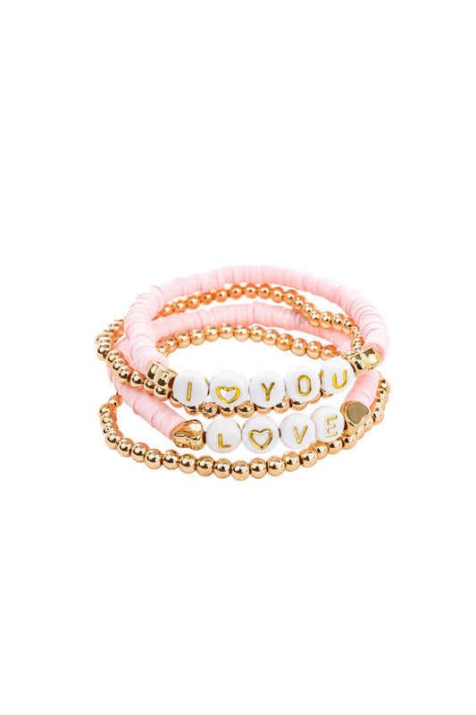Ensemble de 4 Bracelets - Pink Love