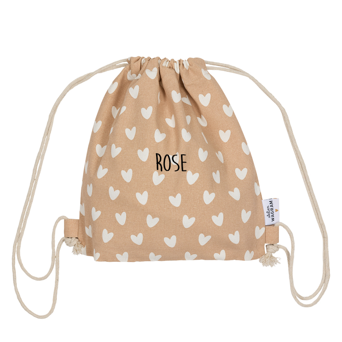 Sac à cordons Coeurs nougat