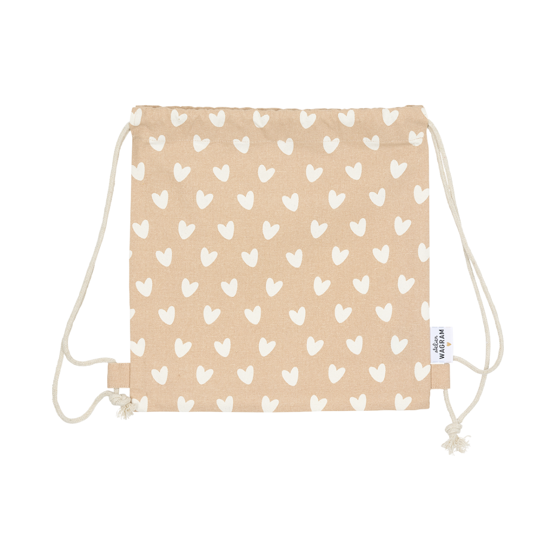 Sac à cordons Coeurs nougat