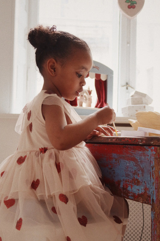 Yvonne robe fée - coeur sequins rouge