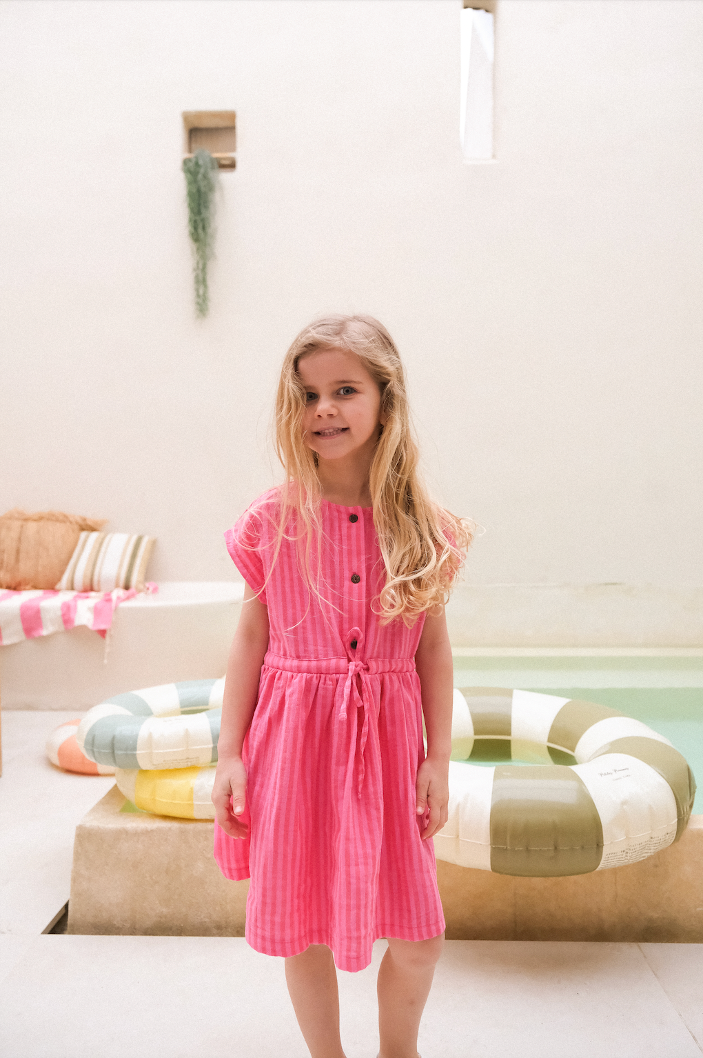 Robe Odette Rayures roses et rouges