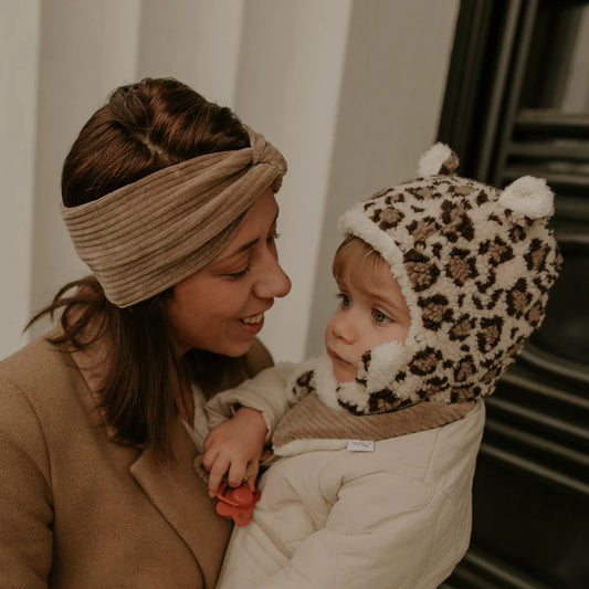 Bandeau velours taupe enfant
