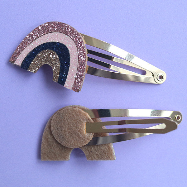 Barrettes cheveux - arc-en-ciel et koala