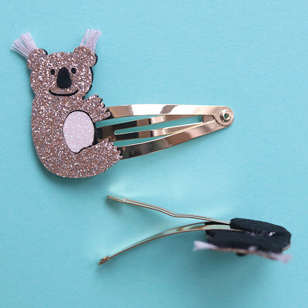 Barrettes cheveux - arc-en-ciel et koala