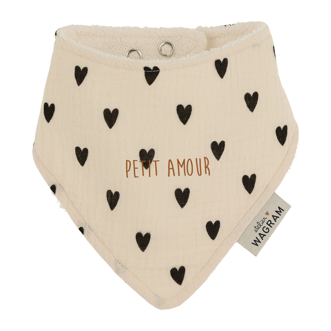 Bavoir Bandana gaze coeurs écru