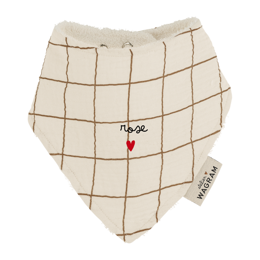 Bavoir Bandana gaze grands carreaux