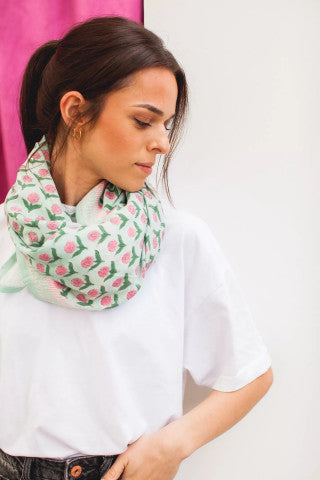 Grand Foulard Latika "Lotus" - Mint