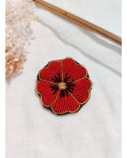 Broche brodée coquelicot rouge