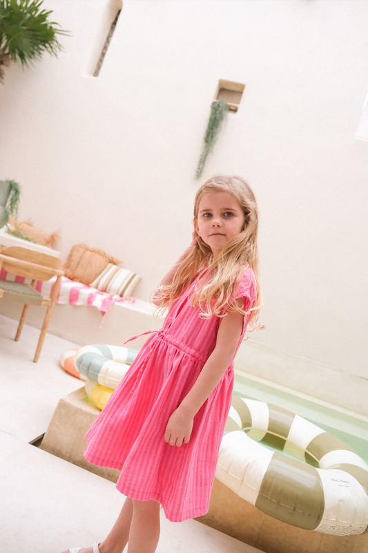 Robe Odette Rayures roses et rouges