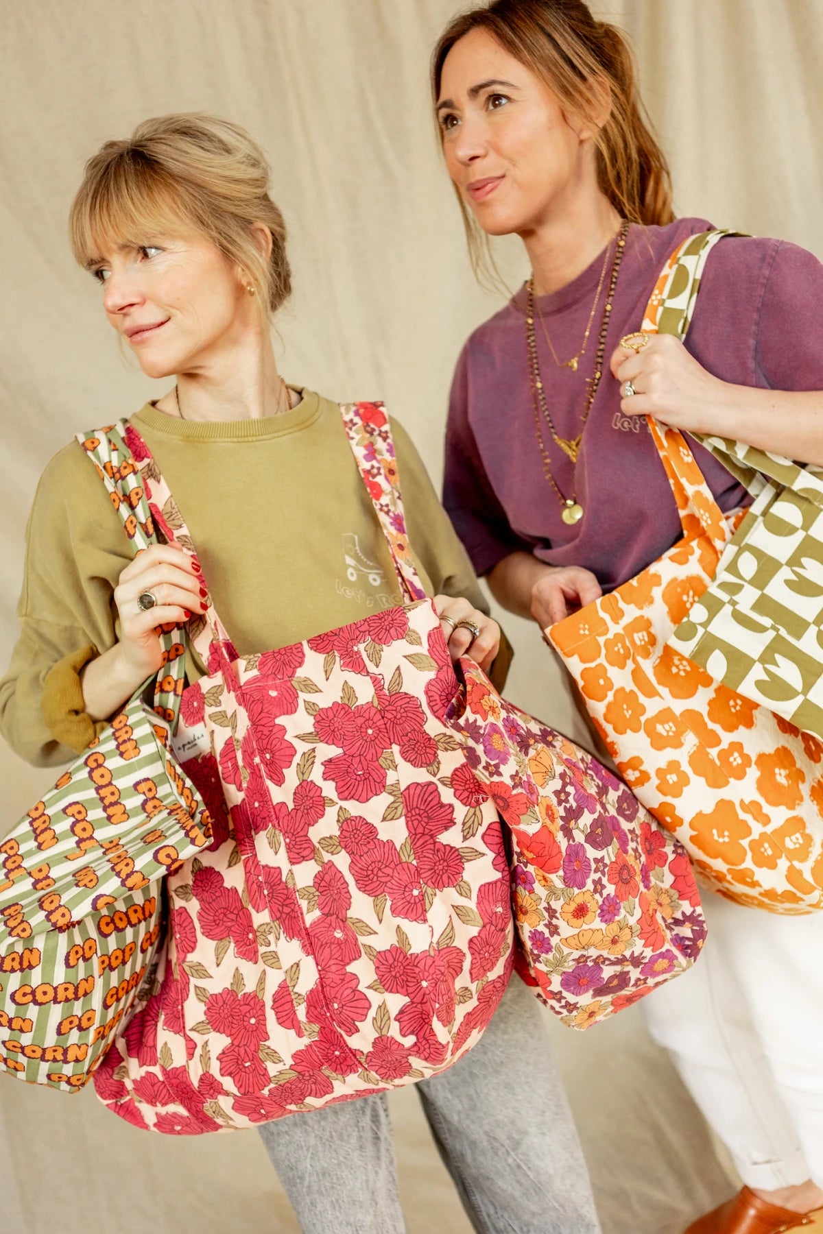 Cabas Sambi "Bloom" Macadamia coton lisse