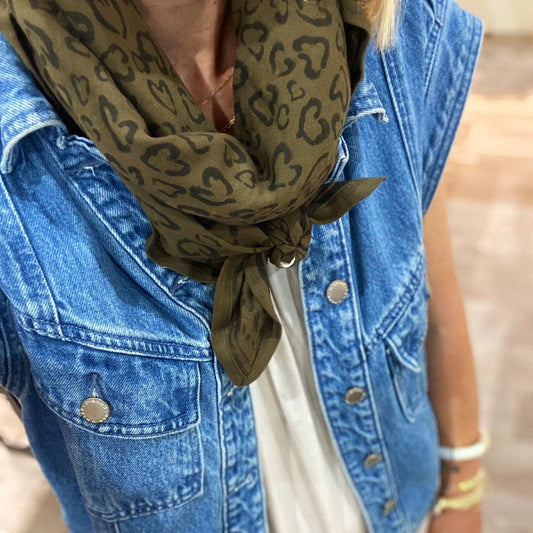 Foulard Adulte Leo Kaki 100 cm