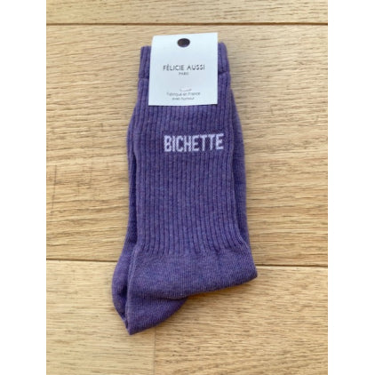 Chaussettes Bichette violet chinées