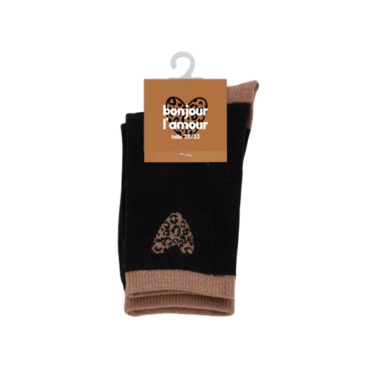 Chaussettes adulte coeur léopard