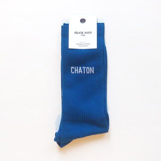 Chaussettes Chaton bleu