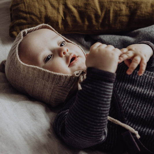 Bonnet tricoté en laine - Avoine