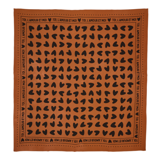 Grand Foulard coeur Toi l'Amour marron/noir