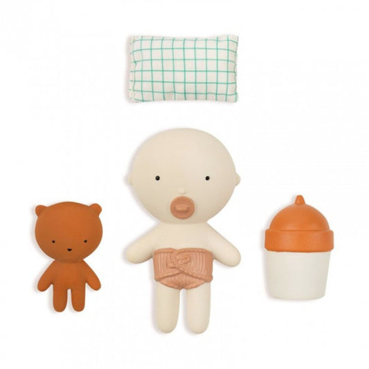 Boite mini bébé Gommu caramel avec son ours et son biberon