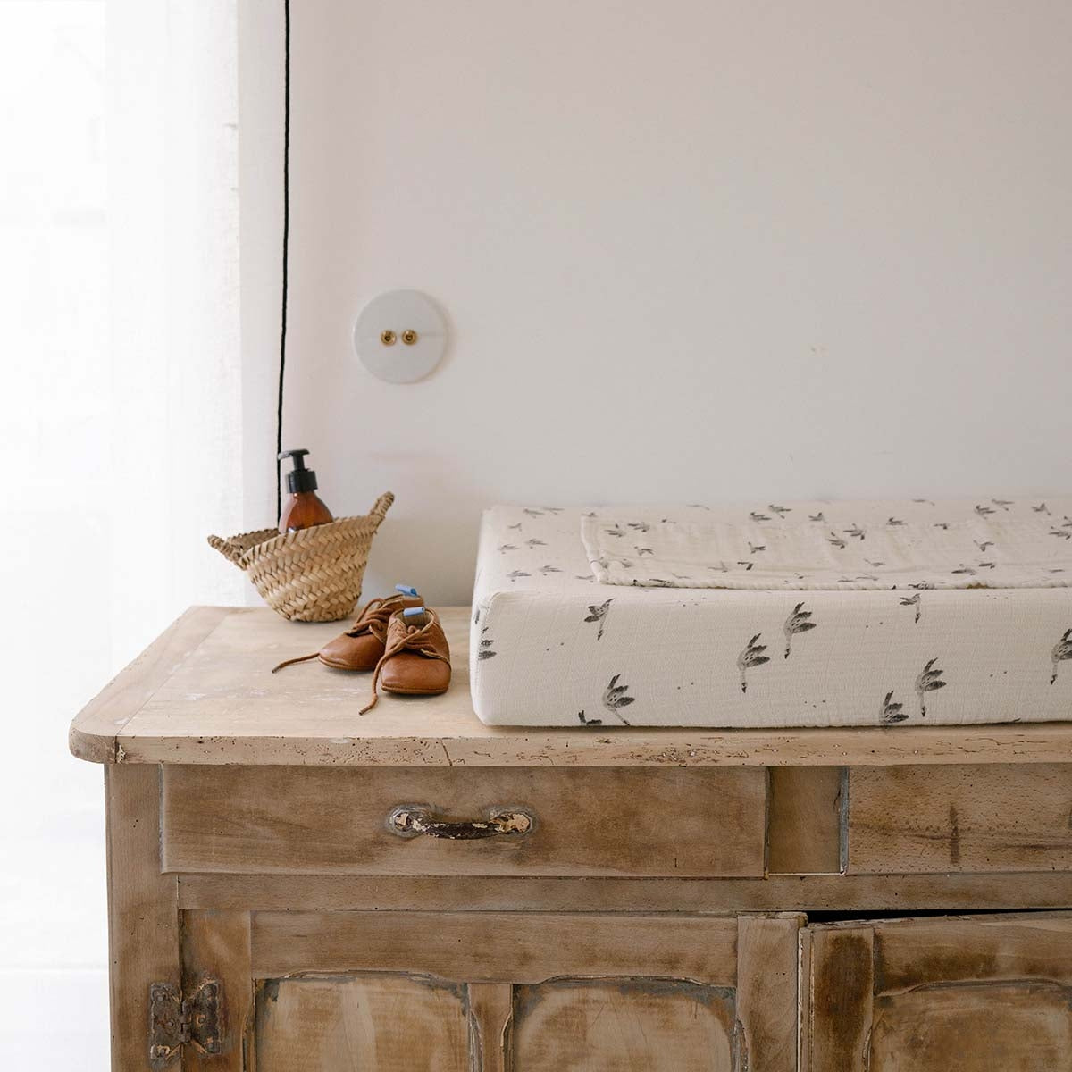 Housse de matelas à langer Oies Naturel